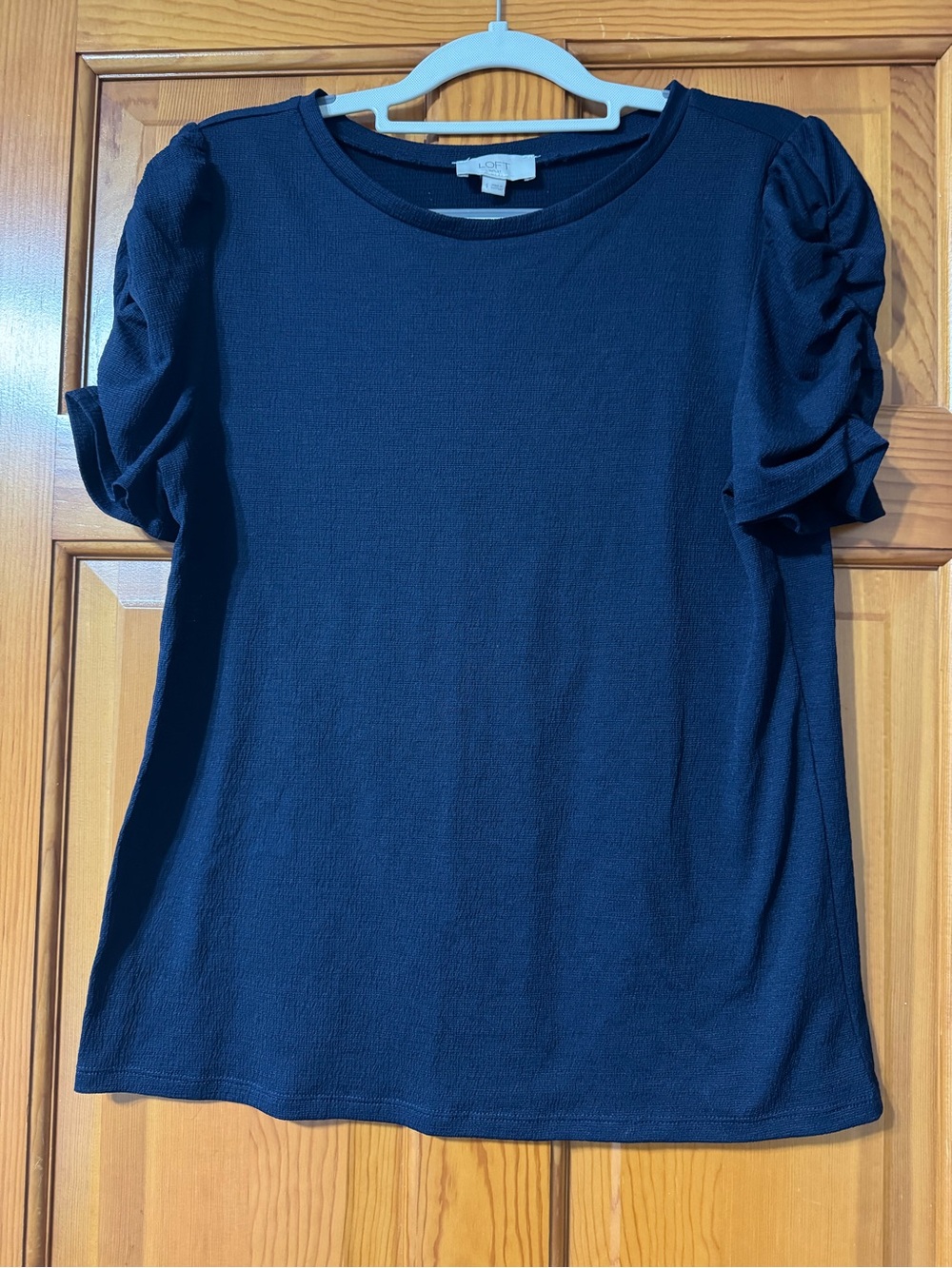 LOFT Navy Short Sleeve Puff Sleeve Tee